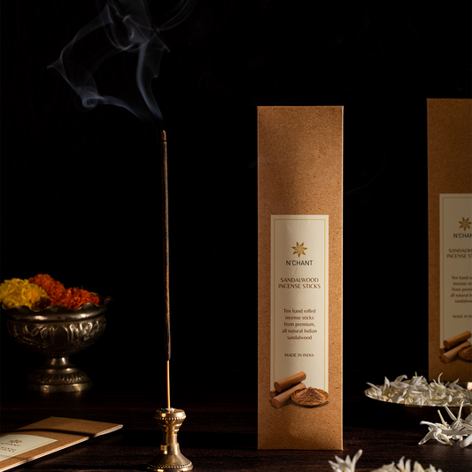Nchant’s Pure Sandalwood Incense Sticks for Meditation, Rituals, and Relaxation