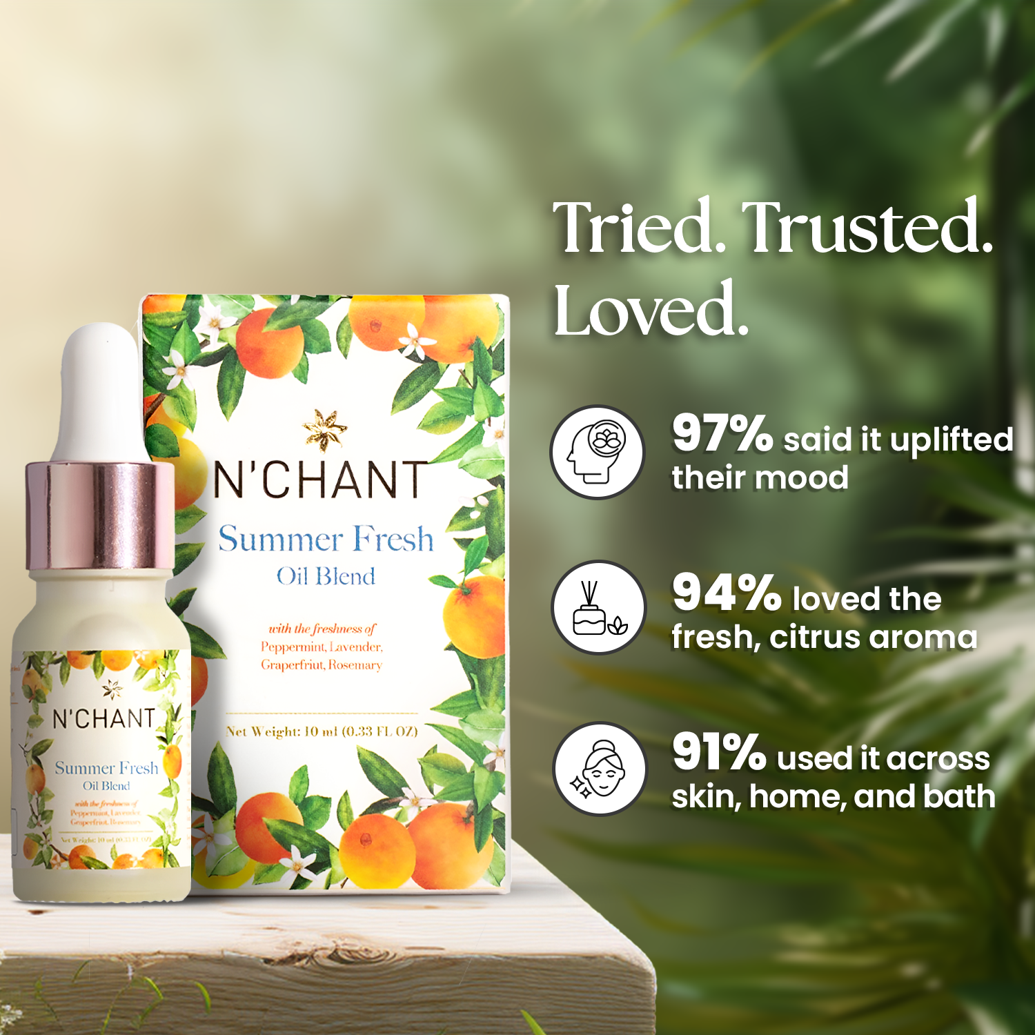 Nchant’s Summer Fresh Oil Blend for Aromatherapy, Skin, & Home Care