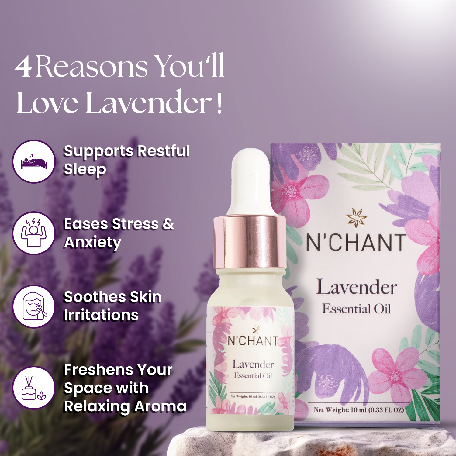 Nchant’s Lavender Essential Oil for Skin, Sleep & Aromatherapy