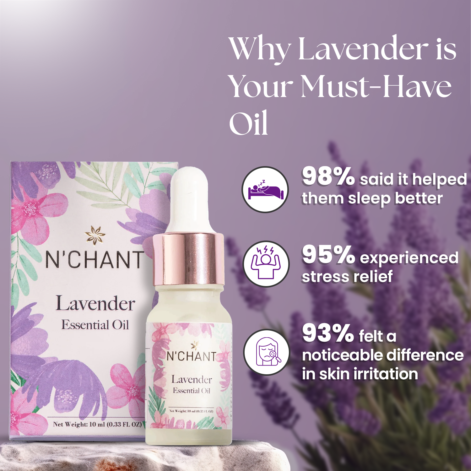 Nchant’s Lavender Essential Oil for Skin, Sleep & Aromatherapy